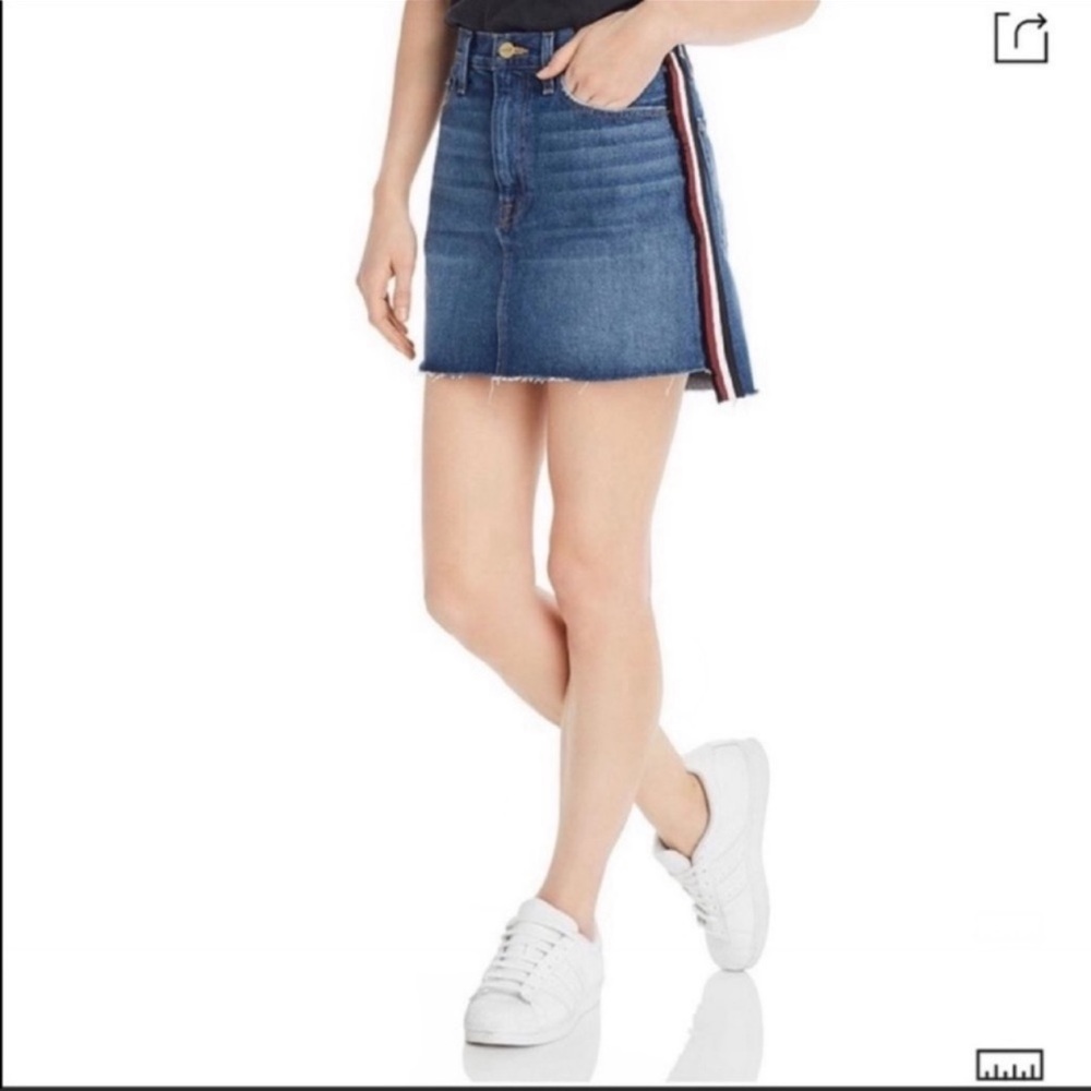 NWT Frame Raw Stagger Hem Side Stripe Mini Skirt